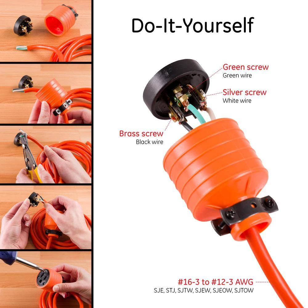 Heavy Duty Connector Grounded with Black Metal Clamp, Orange 3 Heavy Duty Connector Grounded with Black Metal Clamp, Orange - Image 3