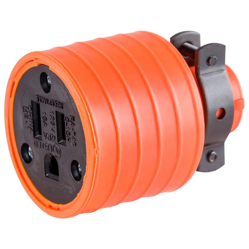 Heavy Duty Connector Grounded with Black Metal Clamp, Orange 1 Heavy Duty Connector Grounded with Black Metal Clamp, Orange