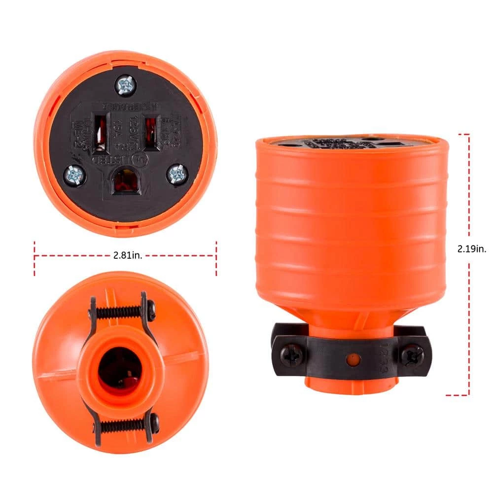 Heavy Duty Connector Grounded with Black Metal Clamp, Orange 2 Heavy Duty Connector Grounded with Black Metal Clamp, Orange - Image 2