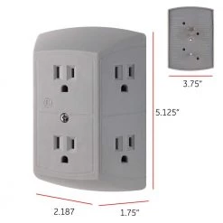 6-Outlet Wall Plug Adapter Power Strip, Gray (2-Pack) by GE -Home Electronics Shop gray 2 pack ge electrical outlets receptacles 47877 p1 1f 1000