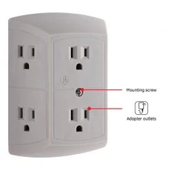 6-Outlet Wall Plug Adapter Power Strip, Gray (2-Pack) by GE -Home Electronics Shop gray 2 pack ge electrical outlets receptacles 47877 p1 4f 1000