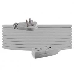 25 ft. 16/3 3-Outlet Office Extension Cord with Low-Profile Flat Plug, Gray by GE