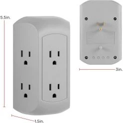 6-Outlet Wall Tap Surge Protector, 560J, Gray, (2-Pack) -Home Electronics Shop gray ge electrical outlets receptacles 47846 4f 1000