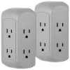 6-Outlet Wall Tap Surge Protector, 560J, Gray, (2-Pack)
