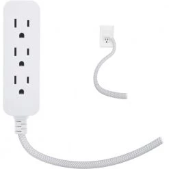10 ft. 16/3 Designer 3-Outlet Extension Cord with Low-Profile Flat Plug, White by GE 9 10 ft. 16/3 Designer 3-Outlet Extension Cord with Low-Profile Flat Plug, White by GE -Home Electronics Shop gray white ge general purpose cords 37592 1f 1000