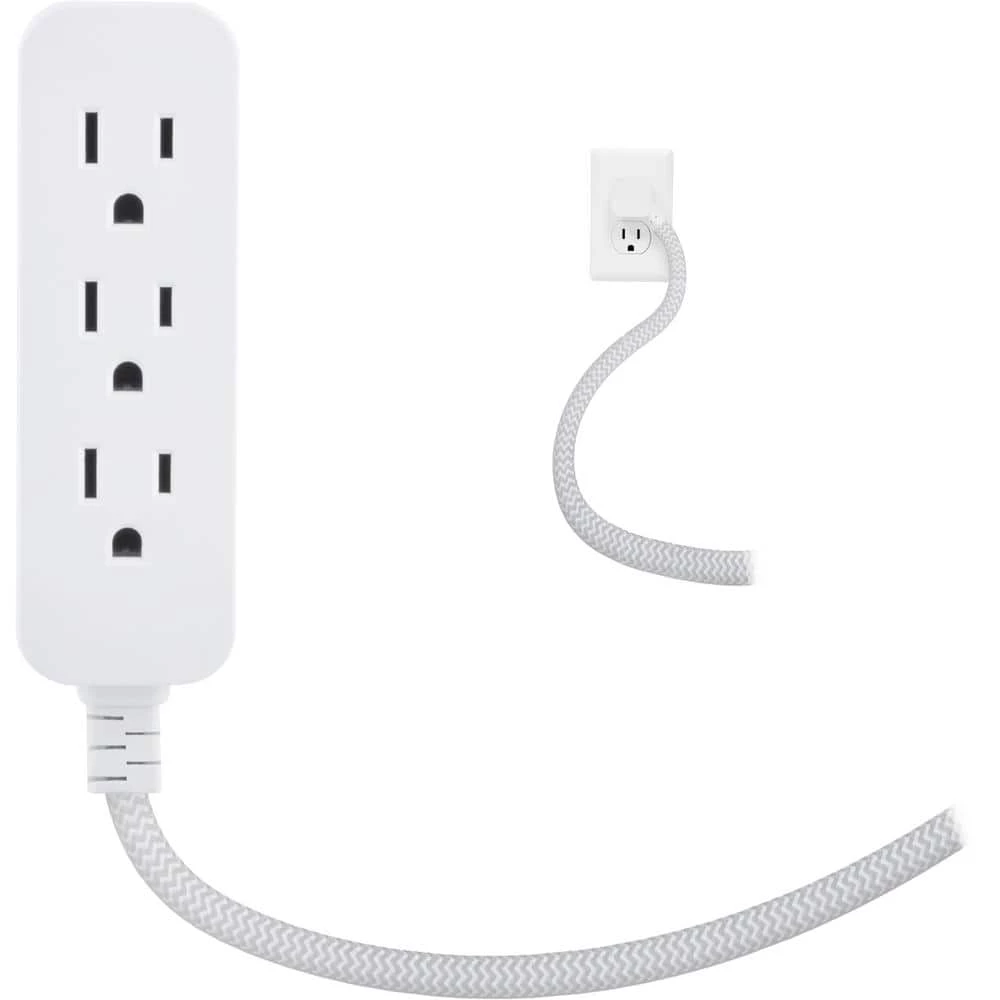 10 ft. 16/3 Designer 3-Outlet Extension Cord with Low-Profile Flat Plug, White by GE 4 10 ft. 16/3 Designer 3-Outlet Extension Cord with Low-Profile Flat Plug, White by GE - Image 4