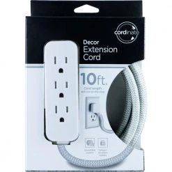 10 ft. 16/3 Designer 3-Outlet Extension Cord with Low-Profile Flat Plug, White by GE 10 10 ft. 16/3 Designer 3-Outlet Extension Cord with Low-Profile Flat Plug, White by GE -Home Electronics Shop gray white ge general purpose cords 37592 44 1000