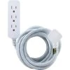 10 ft. 16/3 Designer 3-Outlet Extension Cord with Low-Profile Flat Plug, White by GE