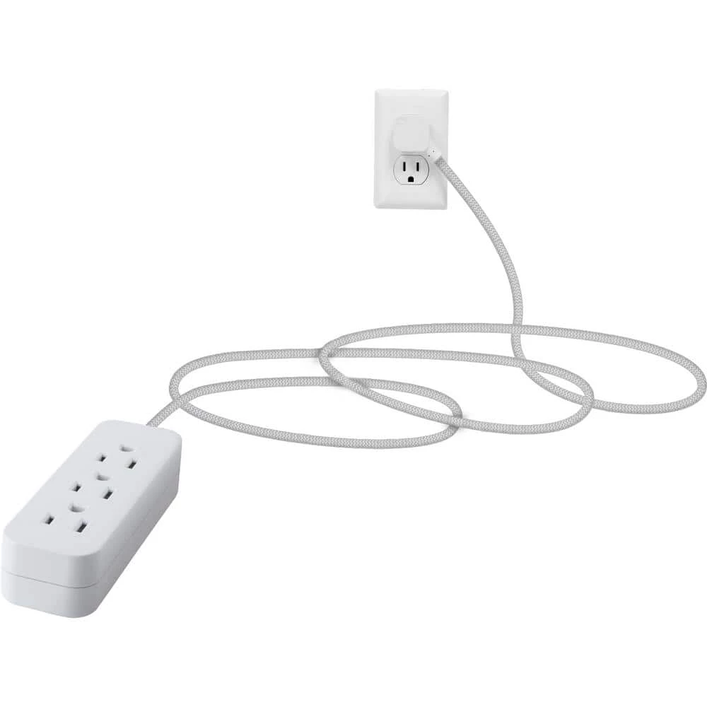 10 ft. 16/3 Designer 3-Outlet Extension Cord with Low-Profile Flat Plug, White by GE 2 10 ft. 16/3 Designer 3-Outlet Extension Cord with Low-Profile Flat Plug, White by GE - Image 2