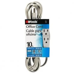 10 ft. Multi-Outlet (3) Medium-Duty Extension Cord, Gray by Woods