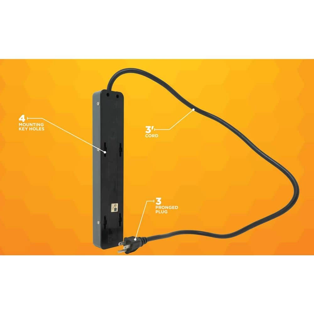 6-Outlet Surge Strip with 3 ft. Cord by Woods 5 6-Outlet Surge Strip with 3 ft. Cord by Woods - Image 5