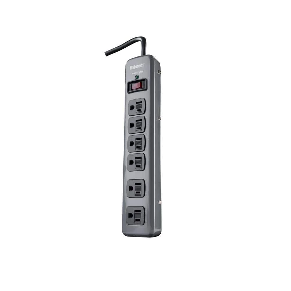 6-Outlet Surge Strip with 3 ft. Cord by Woods 1 6-Outlet Surge Strip with 3 ft. Cord by Woods