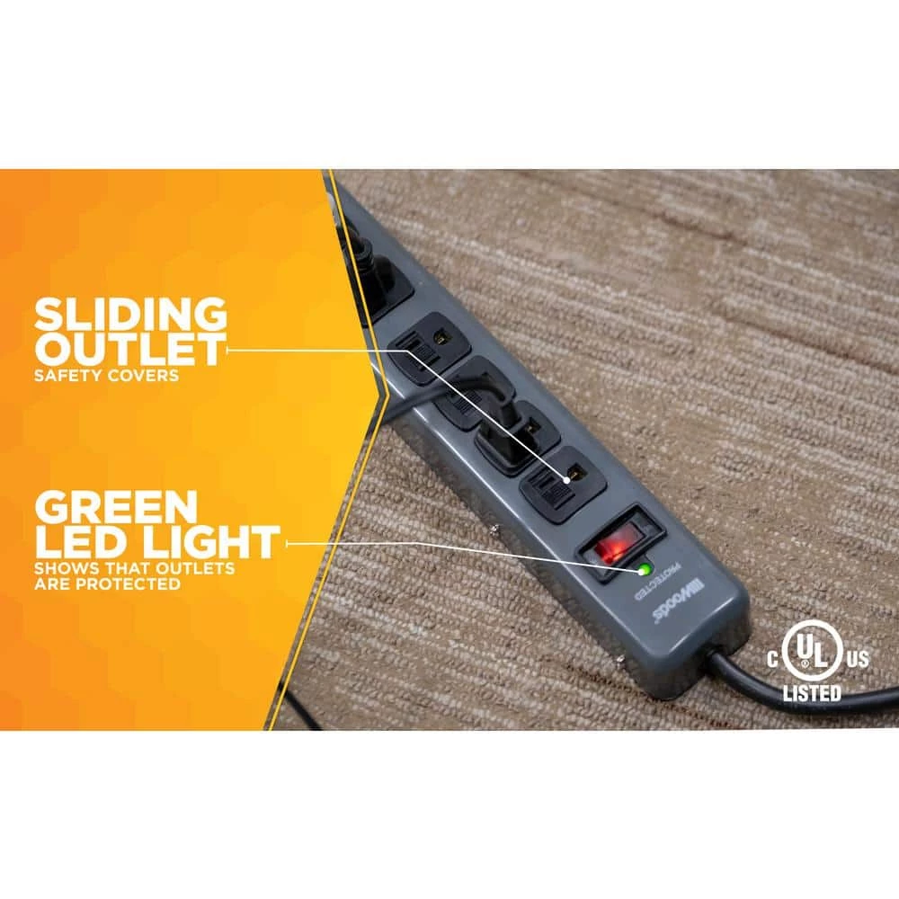 6-Outlet Surge Strip with 3 ft. Cord by Woods 6 6-Outlet Surge Strip with 3 ft. Cord by Woods - Image 6