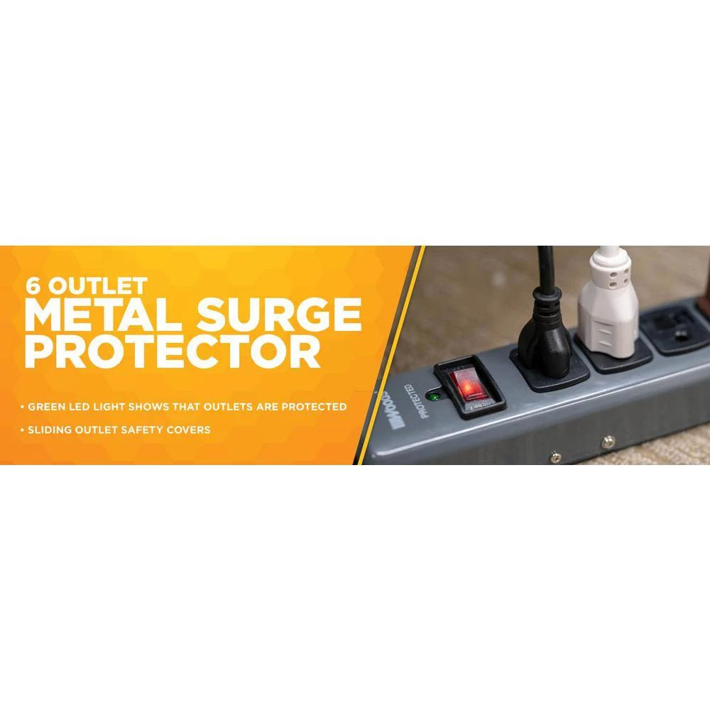 6-Outlet Surge Strip with 3 ft. Cord by Woods 2 6-Outlet Surge Strip with 3 ft. Cord by Woods - Image 2