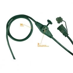 25 ft. 14/3 Multi-Outlet (3) Garden Outdoor Medium-Duty Extension Cord, Green by Woods 20 25 ft. 14/3 Multi-Outlet (3) Garden Outdoor Medium-Duty Extension Cord, Green by Woods -Home Electronics Shop green woods general purpose cords 3030 c3 1000