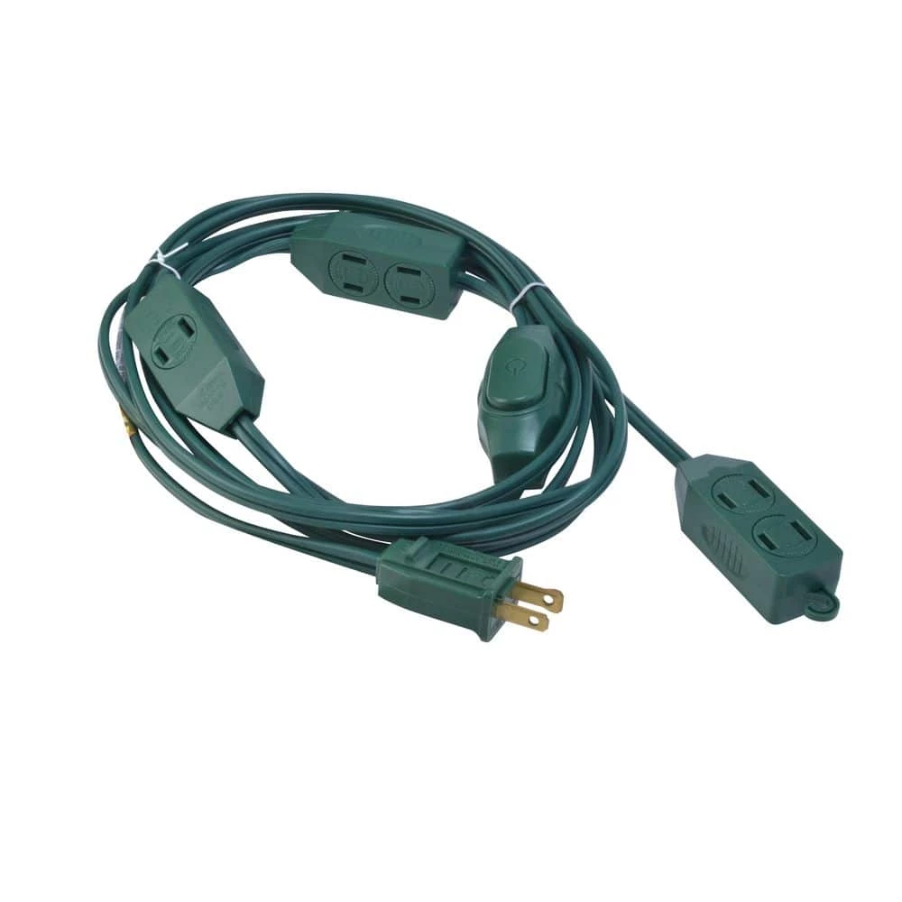 12 ft. Multi-Outlet (9) Indoor Extension Cord, Green by Woods 2 12 ft. Multi-Outlet (9) Indoor Extension Cord, Green by Woods - Image 2