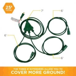 SJTW 25 ft.14/3 3-Outlet Multi-Directional Landscape Cord by Woods 9 SJTW 25 ft.14/3 3-Outlet Multi-Directional Landscape Cord by Woods -Home Electronics Shop green woods general purpose cords 67013740 4f 1000