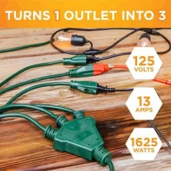 SJTW 25 ft.14/3 3-Outlet Multi-Directional Landscape Cord by Woods 13 SJTW 25 ft.14/3 3-Outlet Multi-Directional Landscape Cord by Woods -Home Electronics Shop green woods general purpose cords 67013740 76 1000