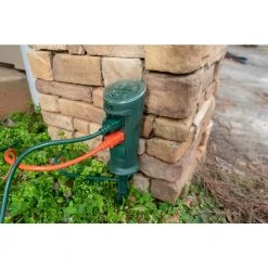 15-Amp Outdoor Plug-In Photocell Light Sensor 3-Outlet Yard Stake Timer with 6 ft. Cord, Green by Woods -Home Electronics Shop multi colored woods outdoor lighting accessories 17321wd 4f 1000