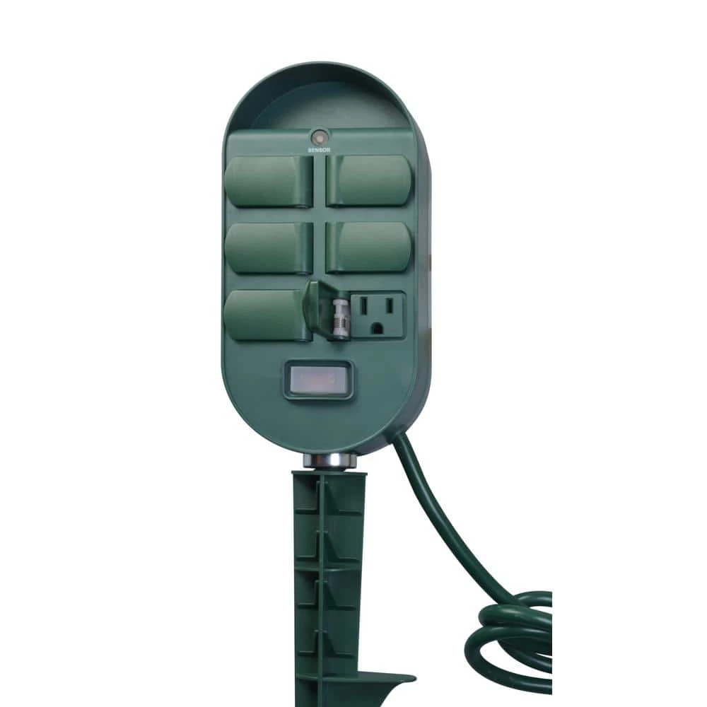 13-Amp 2-4-6-8 Hour Outdoor Plug-In Wireless Remote Photocell 6-Outlet Yard Stake Timer with 6 ft. Cord, Green by Woods 6 13-Amp 2-4-6-8 Hour Outdoor Plug-In Wireless Remote Photocell 6-Outlet Yard Stake Timer with 6 ft. Cord, Green by Woods - Image 6