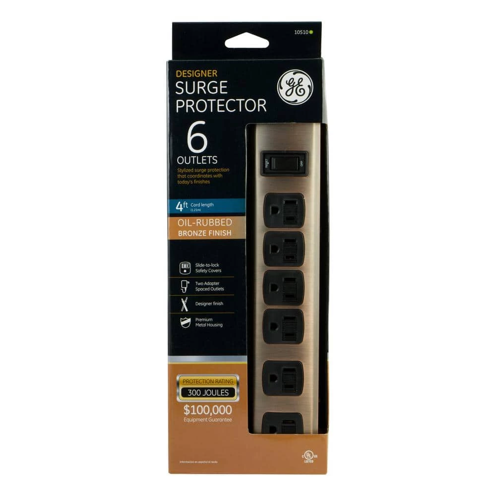 4 ft. 6-Outlet Designer Surge Protector in Oil Rubbed Bronze 2 4 ft. 6-Outlet Designer Surge Protector in Oil Rubbed Bronze - Image 2