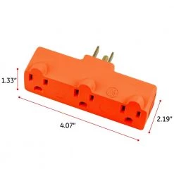 Heavy-Duty 3-Outlet Grounded Tap Adapter Plug, Orange (5-Pack) -Home Electronics Shop orange ge electrical outlets receptacles 50909 1f 1000