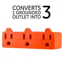 Heavy-Duty 3-Outlet Grounded Tap Adapter Plug, Orange (5-Pack) -Home Electronics Shop orange ge electrical outlets receptacles 50909 4f 1000