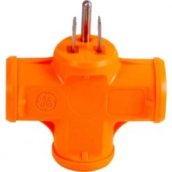 Heavy-Duty 3-Outlet T-Shaped Grounded Tap Adapter Plug, Orange (5-Pack) -Home Electronics Shop orange ge electrical outlets receptacles 50912 4f 1000