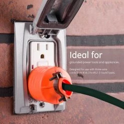 15 Amp Heavy Duty Plug Grounded with Black Metal Clamp, Orange -Home Electronics Shop orange ge electrical plugs connectors 18191 44 1000