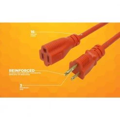 25 ft. 16/3 SJTW Outdoor Medium-Duty Extension Cord, Orange by Woods -Home Electronics Shop orange woods general purpose cords 267 4f 1000