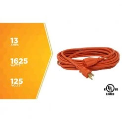 25 ft. 16/3 SJTW Outdoor Medium-Duty Extension Cord, Orange by Woods -Home Electronics Shop orange woods general purpose cords 267 fa 1000