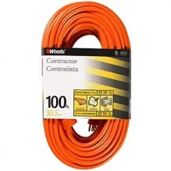 100 ft. 12/3 SJTW Outdoor Heavy-Duty Extension Cord, Orange by Woods