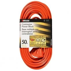 50 ft. 12/3 SJTW Muilt-Outlet (3) Heavy-Duty Extension Cord by Woods