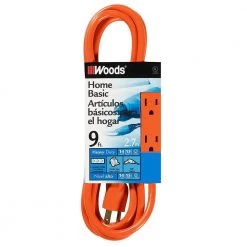 9 ft. 14/3 Multi-Outlet (3) Extension Cord with Power Tap, Orange by Woods