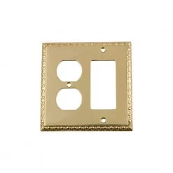 Brass 2-Gang 1-Decorator/Rocker/1-Duplex Wall Plate (1-Pack) by Nostalgic Warehouse