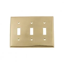 Brass 3-Gang 3-Toggle Wall Plate (1-Pack) by Nostalgic Warehouse