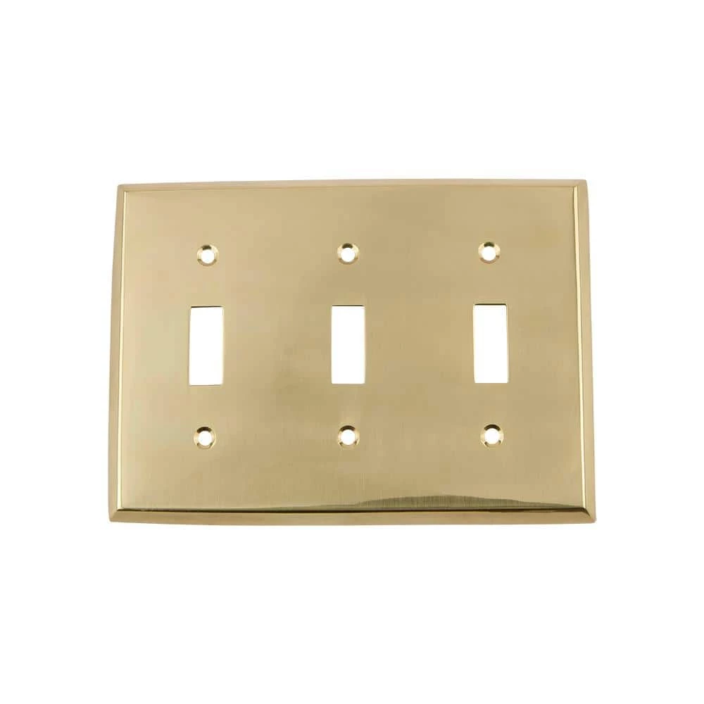 Brass 3-Gang 3-Toggle Wall Plate (1-Pack) by Nostalgic Warehouse 1 Brass 3-Gang 3-Toggle Wall Plate (1-Pack) by Nostalgic Warehouse