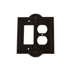 Bronze 2-Gang 1-Decorator/Rocker/1-Duplex Wall Plate (1-Pack) by Nostalgic Warehouse