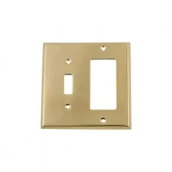 Brass 2-Gang 1-Toggle/1-Decorator/Rocker Wall Plate (1-Pack) by Nostalgic Warehouse