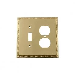 Brass 2-Gang 1-Toggle/1-Duplex Wall Plate (1-Pack) by Nostalgic Warehouse