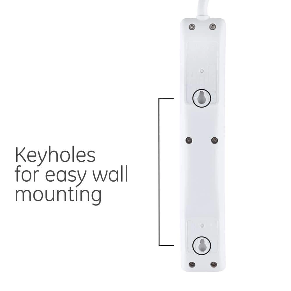 6-Outlet Grounded Power Strip with 12 ft. Long Extension Cord in White by GE 5 6-Outlet Grounded Power Strip with 12 ft. Long Extension Cord in White by GE - Image 5
