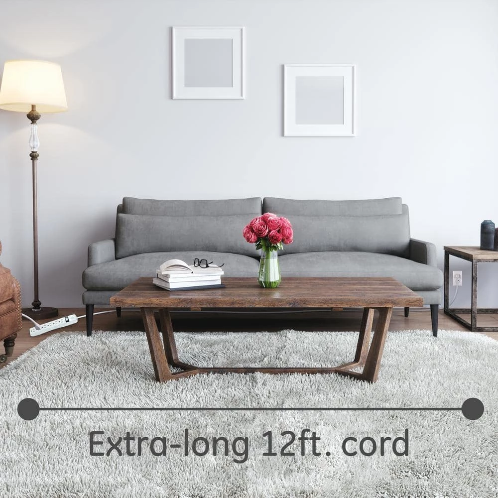 6-Outlet Grounded Power Strip with 12 ft. Long Extension Cord in White by GE 3 6-Outlet Grounded Power Strip with 12 ft. Long Extension Cord in White by GE - Image 3