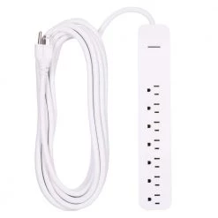 25 ft. 16/3 7-Outlet 800J Surge Protector Power Strip Extension Cord, White