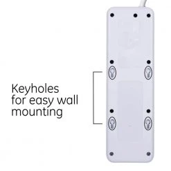 7-Outlet 1,080-Joules Surge Protector with 2-USB Ports and 15 ft. Cord, White -Home Electronics Shop white 7 outlets and 2 usb ports 15 ft cord ge tablets accessories 36362 4f 1000