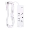 7-Outlet 1,080-Joules Surge Protector with 2-USB Ports and 15 ft. Cord, White