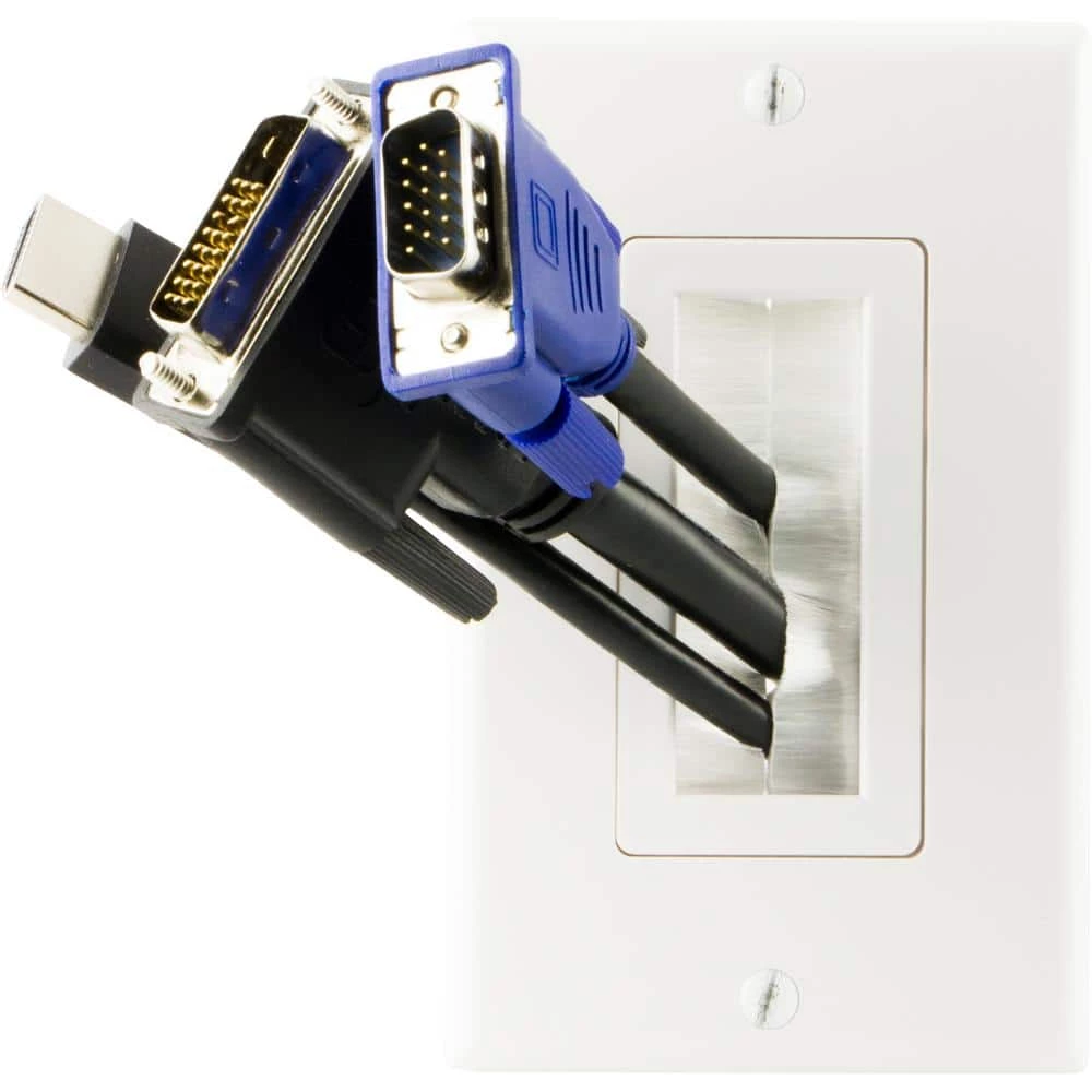 1-Gang Brush Pass-Through Wall Plate (1-Pack) - White by GE 5 1-Gang Brush Pass-Through Wall Plate (1-Pack) - White by GE - Image 5