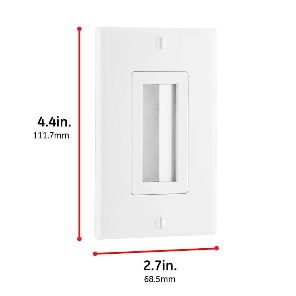 1-Gang Brush Pass-Through Wall Plate (1-Pack) - White by GE 3 1-Gang Brush Pass-Through Wall Plate (1-Pack) - White by GE - Image 3