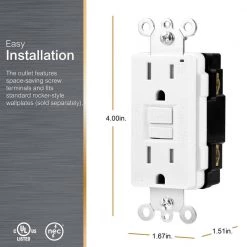 15 Amp Tamper-Resistant Self-Test GFCI Outlet, White by GE -Home Electronics Shop white ge electrical outlets receptacles 32075 4f 1000