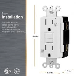 15 Amp Tamper Resistant Weather Resistant GFCI Duplex Outlet Receptacle, White by GE 9 15 Amp Tamper Resistant Weather Resistant GFCI Duplex Outlet Receptacle, White by GE -Home Electronics Shop white ge electrical outlets receptacles 40687 4f 1000