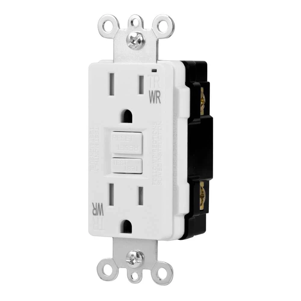 15 Amp Tamper Resistant Weather Resistant GFCI Duplex Outlet Receptacle, White by GE 1 15 Amp Tamper Resistant Weather Resistant GFCI Duplex Outlet Receptacle, White by GE